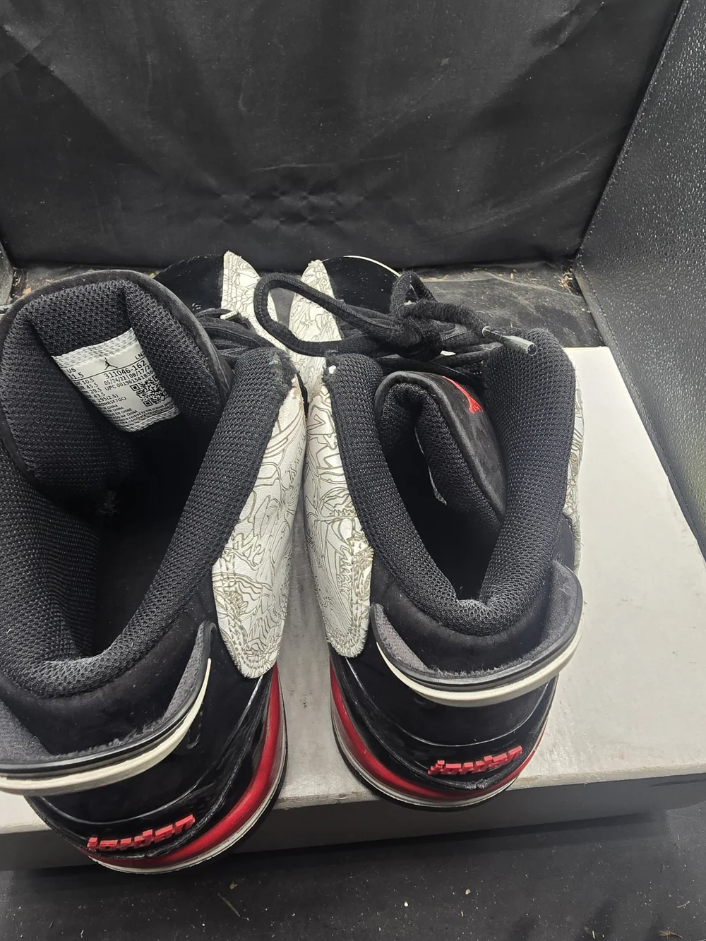 SKU 0351‎ Air Jordan Two-Tone Graphic Sneakers - Black, White, Red